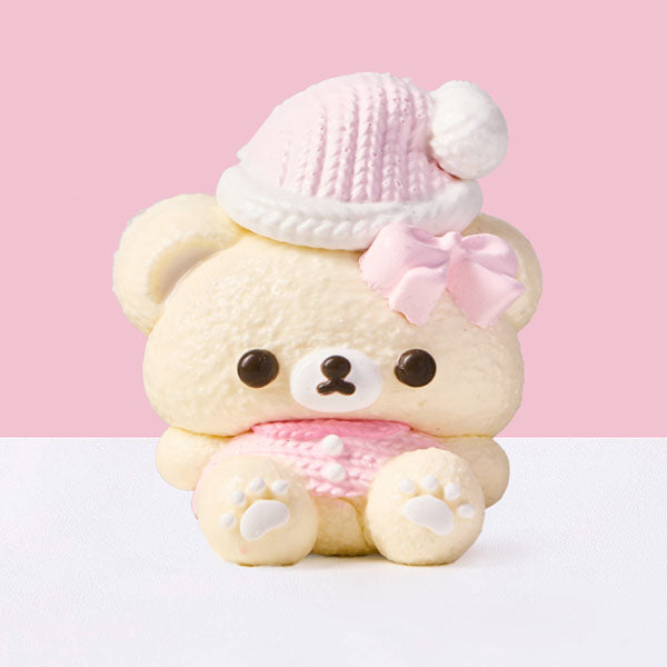 SqueezeSquad Taba Deluxe Premium Silicone Squishies Fidget Toy - Pink Hatted Bear