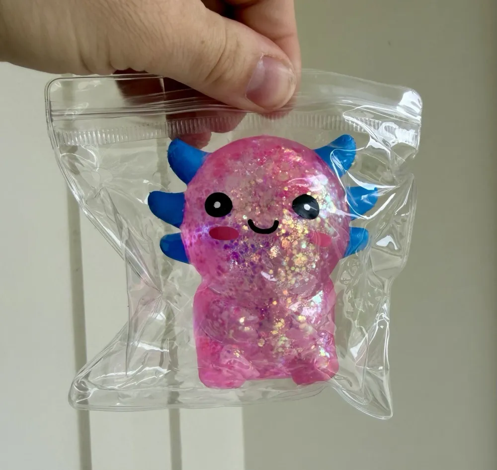 Squishy Axolotl Pink Glitter Squeeze Toy