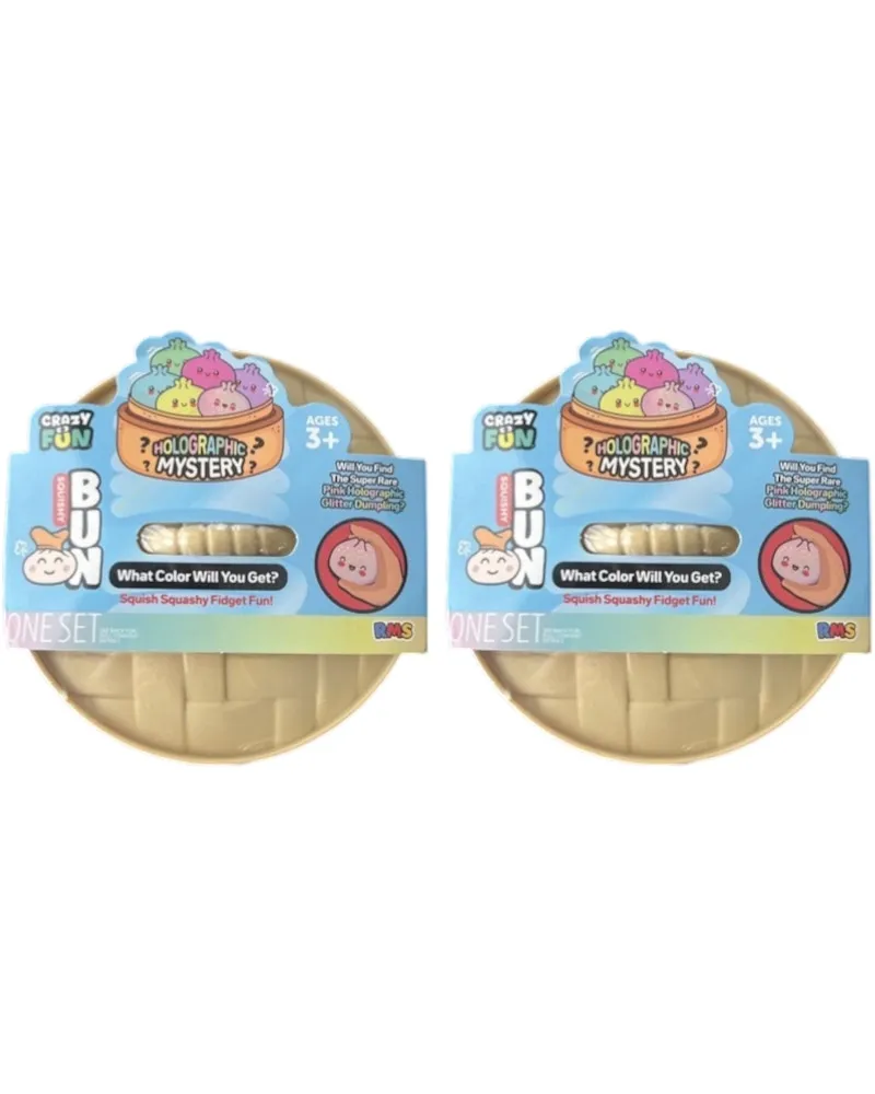 Squishy Bun Holographic Mystery Squishy "Dumpling" (Pink Holographic Glitter Chase Version) Blind Box 2x Lot