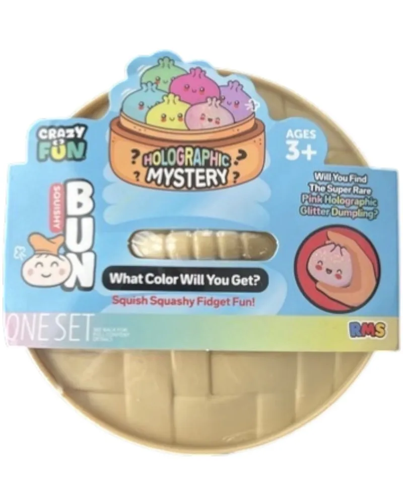 Squishy Bun Holographic Mystery Squishy "Dumpling" (Pink Holographic Glitter Chase Version) Blind Box