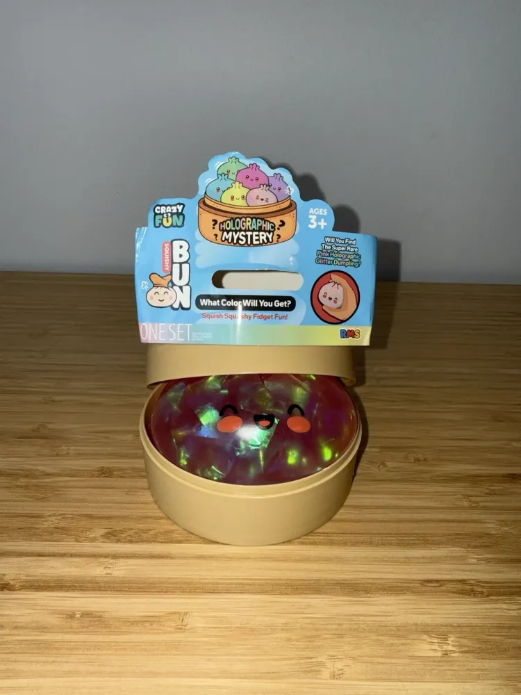 Squishy Bun Holographic Mystery Squishy "Dumpling" (Pink Holographic Glitter Chase Version) Blind Box — photo 3