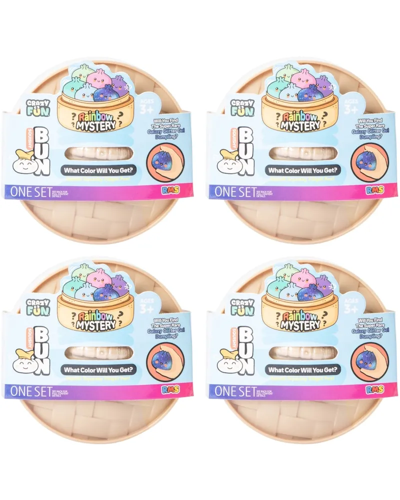 Squishy Bun Rainbow Mystery Squishy "Dumpling" (Galaxy Glitter Gel Chase Version) Blind Box 4x Lot