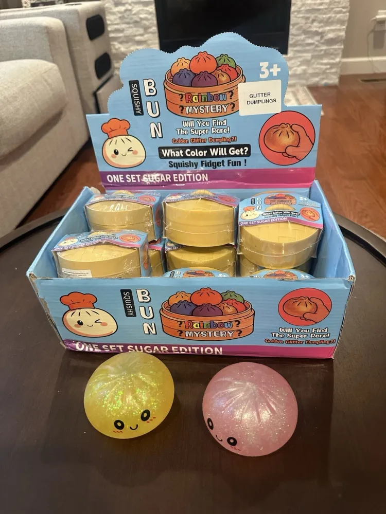 Squishy Bun Rainbow Mystery Squishy "Dumpling" (Golden Glitter) Blind Box — photo 4
