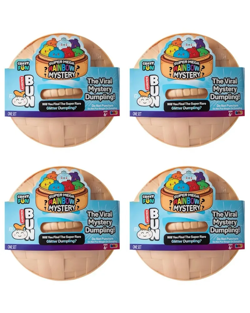 Squishy Bun Super Mega Rainbow Mystery Squishy "Dumpling" (Glitter Version) Blind Box 4x Lot