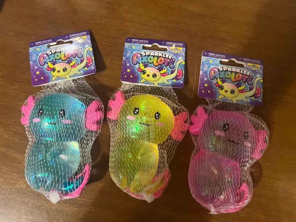 Squishy Glitter Axolotl Stress Squeeze Toy Set