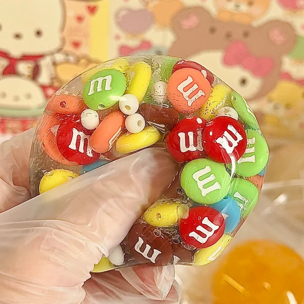 Stress Ball M&M Blocks Filling Squishy Stress Relief Decompression Toy — photo 2