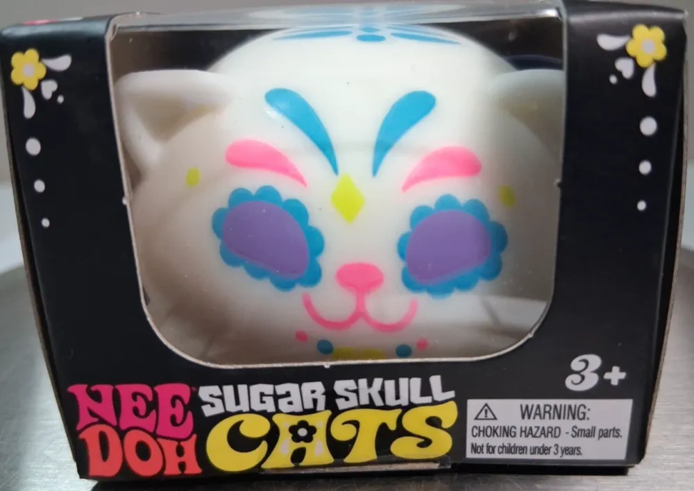 Rare Sugar Skull Cats White Squishy Stress Ball