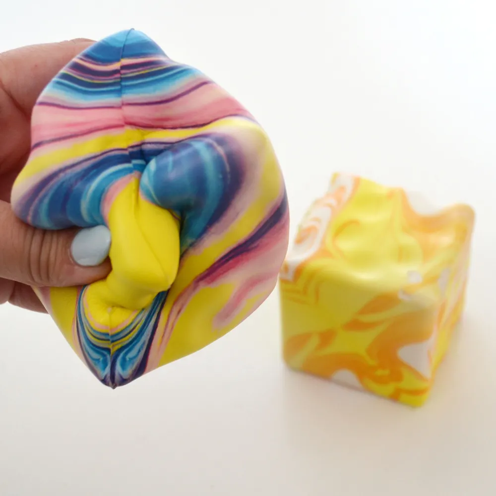 Swirl Cheese Cube Slow-Rise Squishy 2.5" Fidget Toy — photo 3