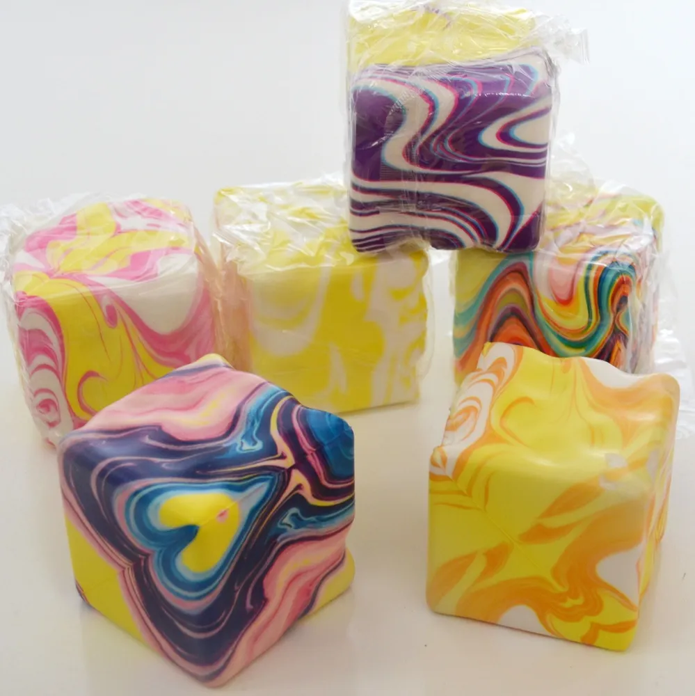 Swirl Cheese Cube Slow-Rise Squishy 2.5" Fidget Toy — photo 4