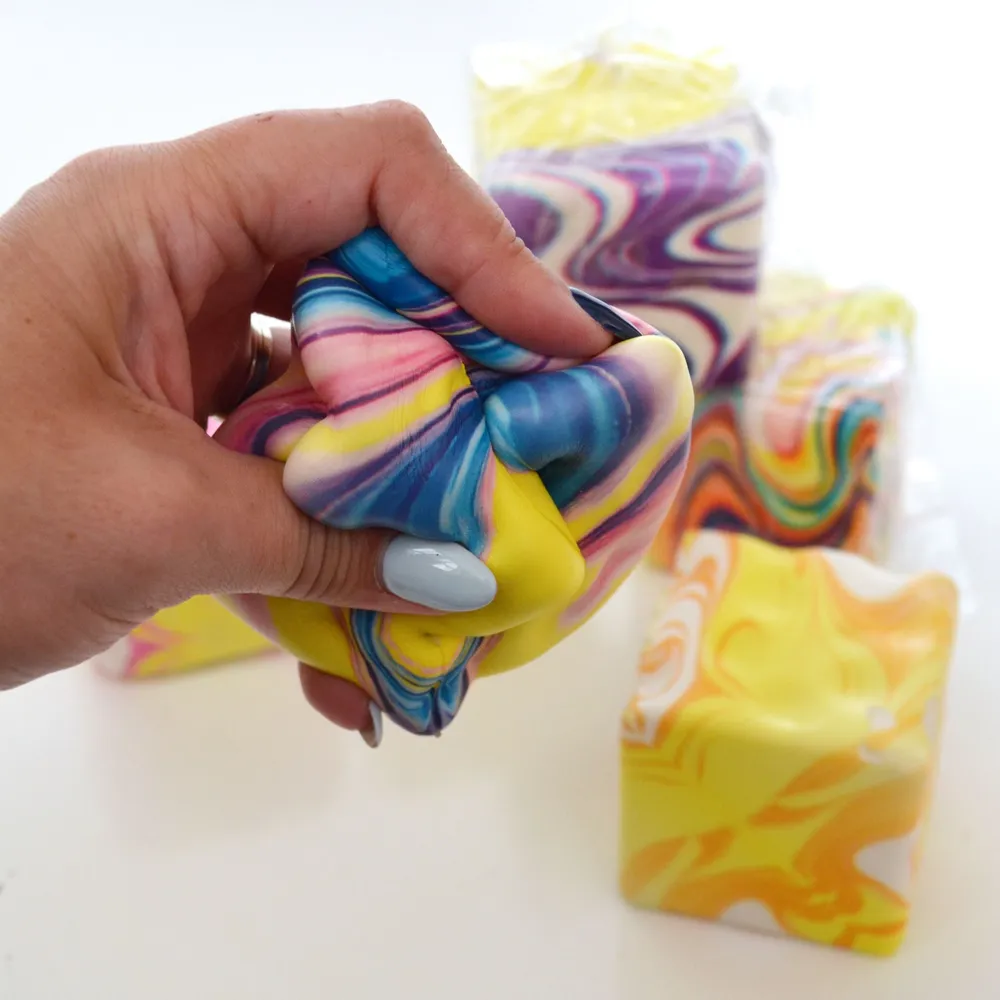 Swirl Cheese Cube Slow-Rise Squishy 2.5" Fidget Toy — photo 5