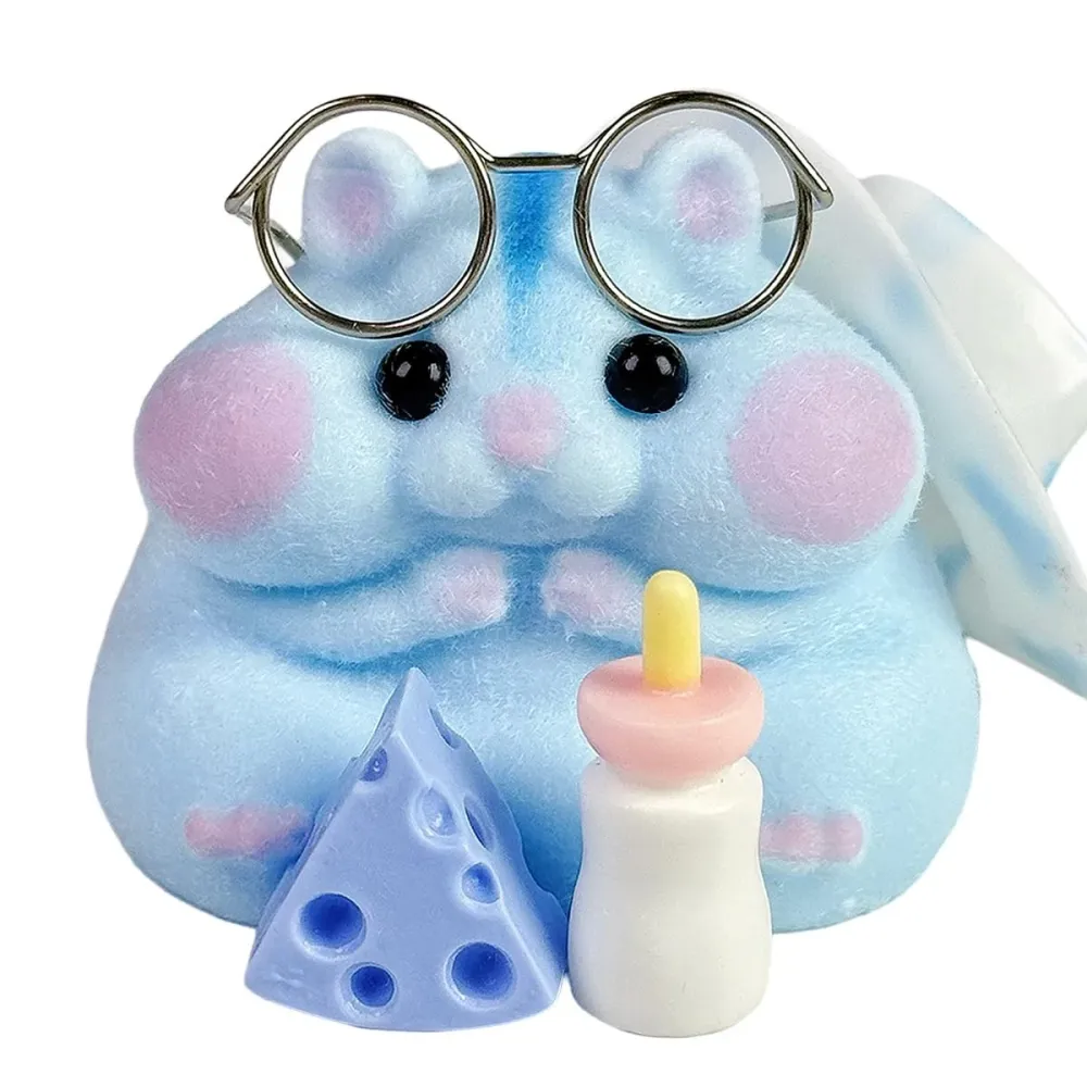 Taba Handmade Blue Furry Hamster Mochi Fidget Squishy
