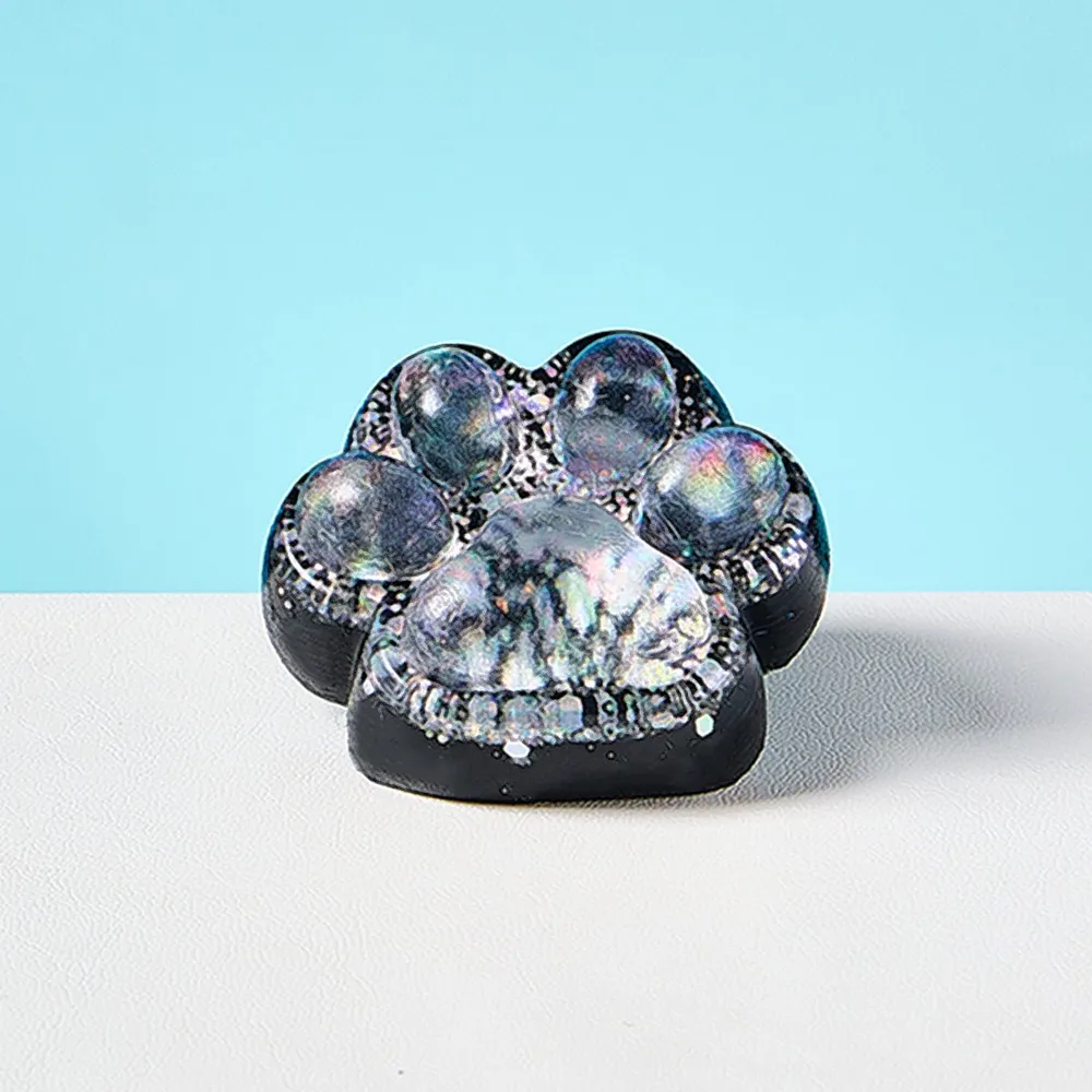Transparent-black-silver Paw Taba Squishy