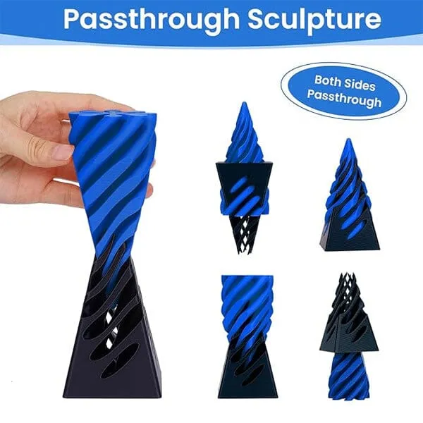 TwistQuest 3D Printed Fidget Spiral Cone Toy (Blue & Black) — photo 5