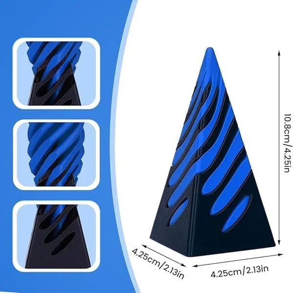 TwistQuest 3D Printed Fidget Spiral Cone Toy (Blue & Black) — photo 6