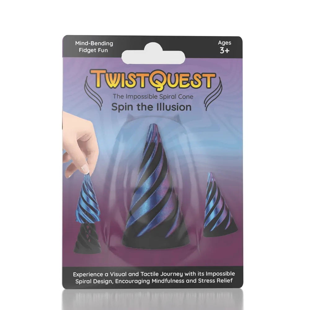 TwistQuest 3D Printed Fidget Spiral Cone Toy Multiple Colors