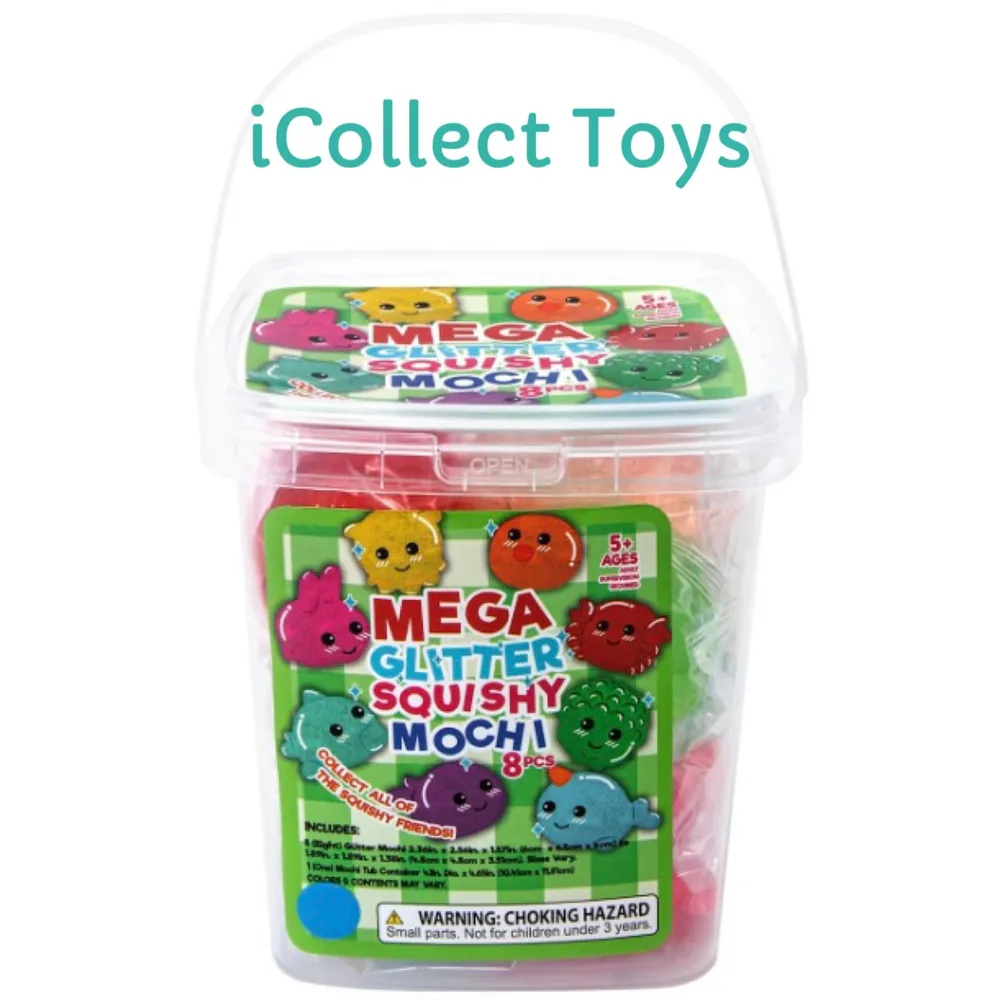 Viral Mega Glitter Mochi Squishies Bucket (8-Piece)