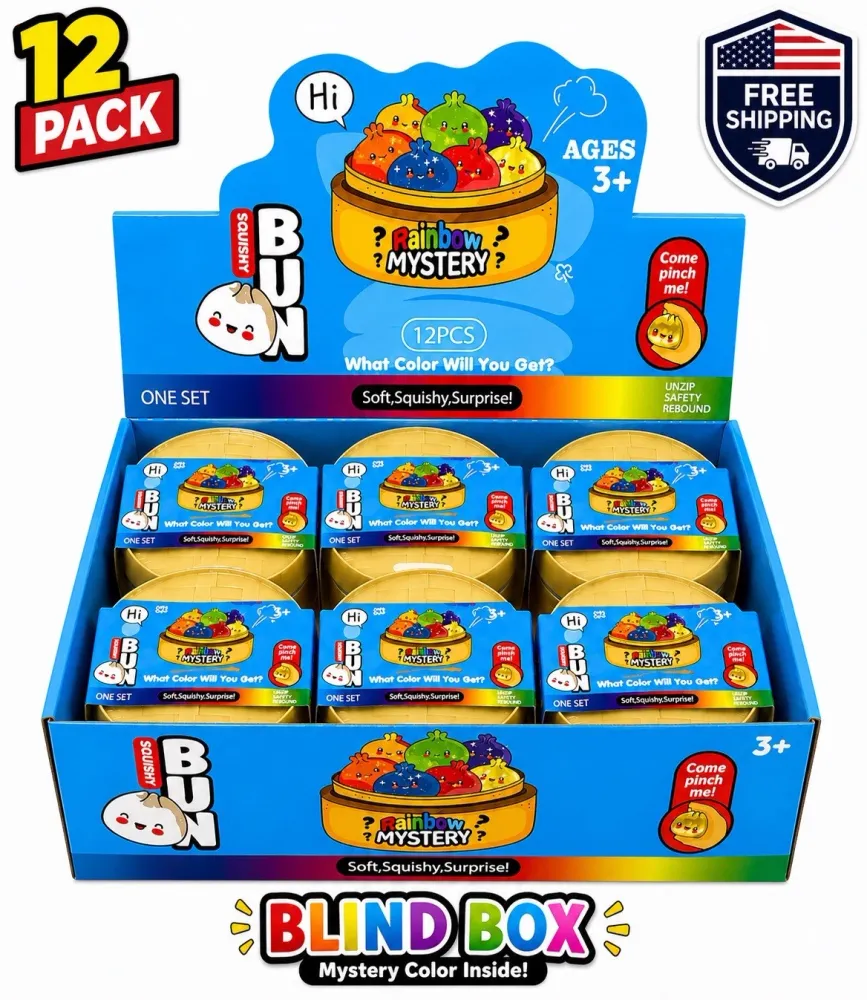 Viral Rainbow Mystery Squishy Bun Blind Box 12-Pack