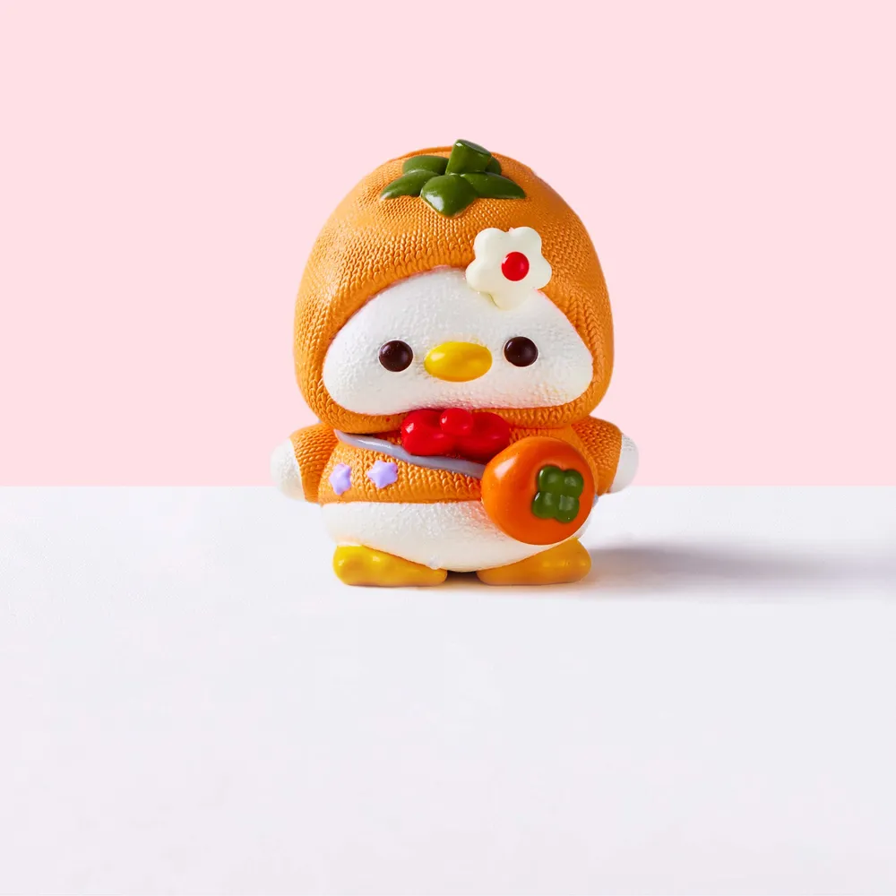 White Duck with Orange Tomato Hat Taba Squishy