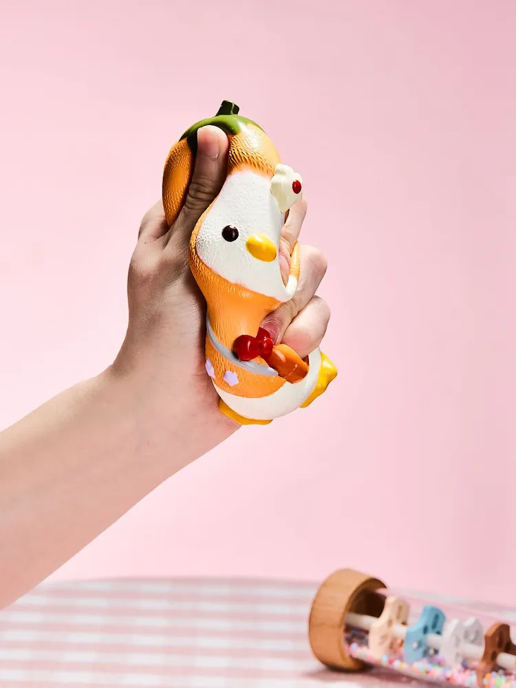 White Duck with Orange Tomato Hat Taba Squishy — photo 3