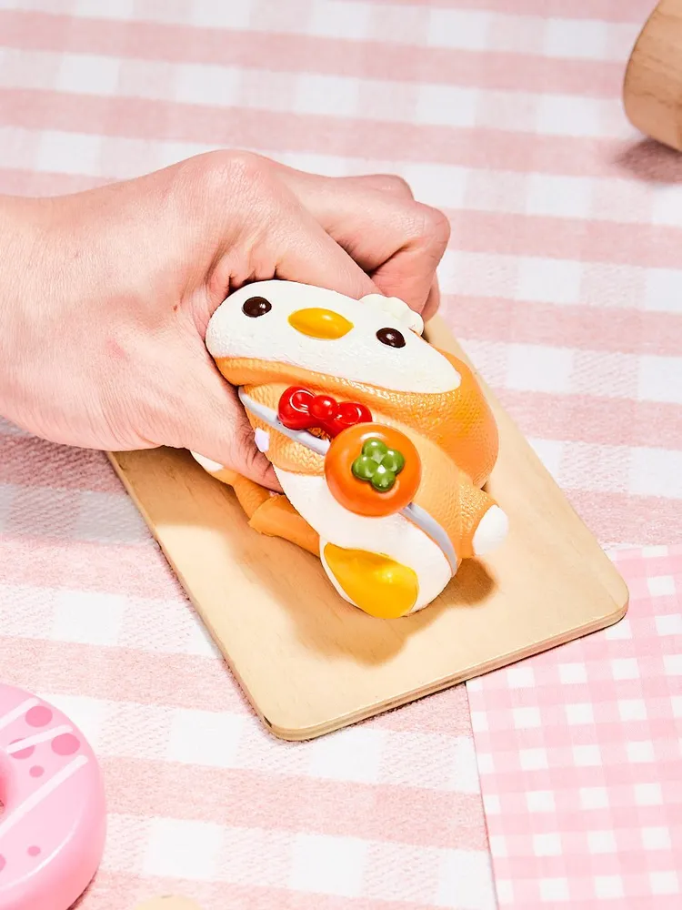White Duck with Orange Tomato Hat Taba Squishy — photo 4